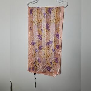 AW Accessories Pink Yellow Purple White Floral Rectangle Scarf NWT